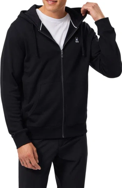 Psycho Bunny Levy Essential Fleeze Zip Hoodie In Black