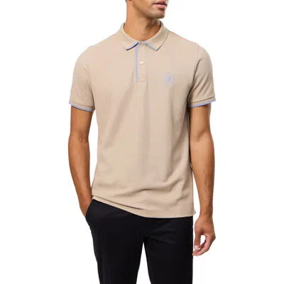 Psycho Bunny London Tipped Pima Cotton Piqué Polo In Stone