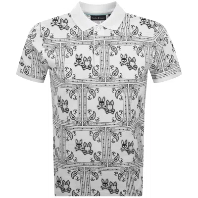 Psycho Bunny Luke All Over Print Polo White