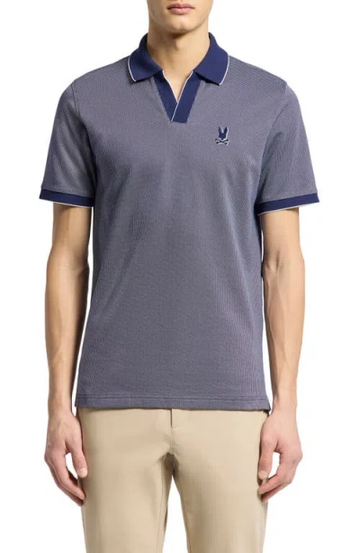 Psycho Bunny Mackay Jacquard Johnny Collar Polo In Evening Blue