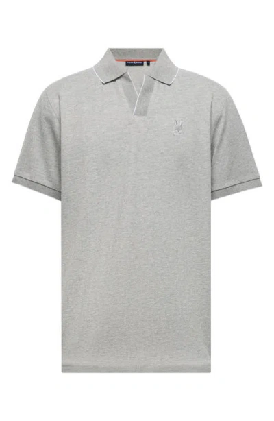 Psycho Bunny Mackay Jacquard Johnny Collar Polo In Heather Stone