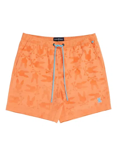 Psycho Bunny Malta Hydrochromic Swim Shorts In Orange