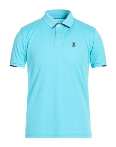 Psycho Bunny Man Polo Shirt Azure Size 3 Polyester In Blue