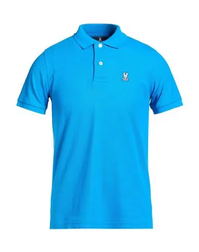 Psycho Bunny Man Polo Shirt Azure Size 38 Pima Cotton In Blue