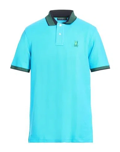 Psycho Bunny Man Polo Shirt Azure Size 42 Pima Cotton In Blue