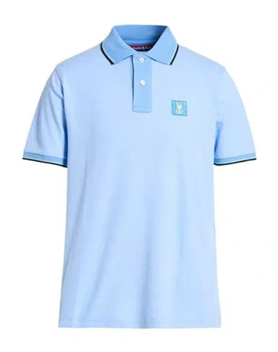 Psycho Bunny Man Polo Shirt Azure Size 42 Pima Cotton In Blue