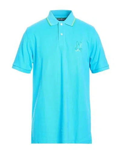Psycho Bunny Man Polo Shirt Azure Size 44 Pima Cotton In Blue