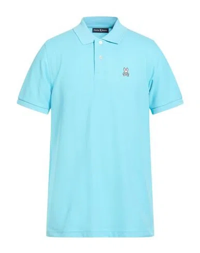 Psycho Bunny Man Polo Shirt Azure Size 5 Pima Cotton In Blue
