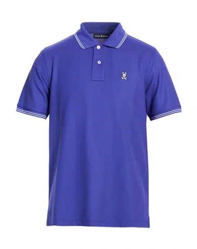 Psycho Bunny Man Polo Shirt Bright Blue Size 42 Pima Cotton
