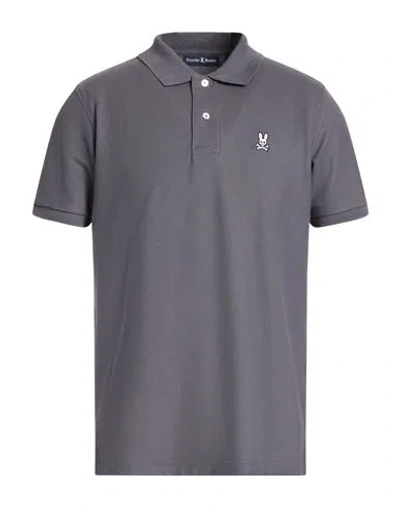 Psycho Bunny Man Polo Shirt Charcoal Size 48 Pima Cotton In Gray