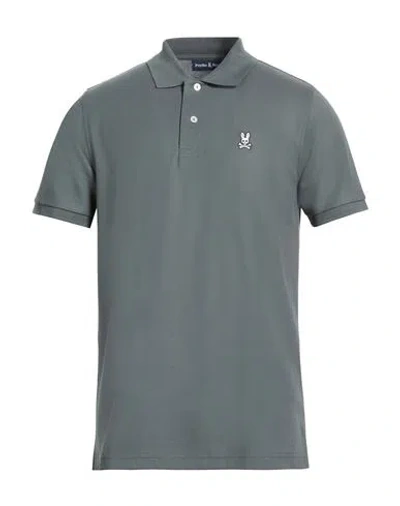 Psycho Bunny Man Polo Shirt Dark Green Size 48 Pima Cotton In Gray