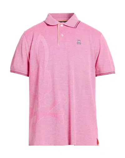 Psycho Bunny Man Polo Shirt Fuchsia Size 42 Cotton In Pink
