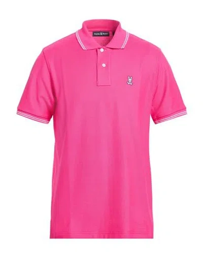 Psycho Bunny Man Polo Shirt Fuchsia Size 42 Pima Cotton In Pink