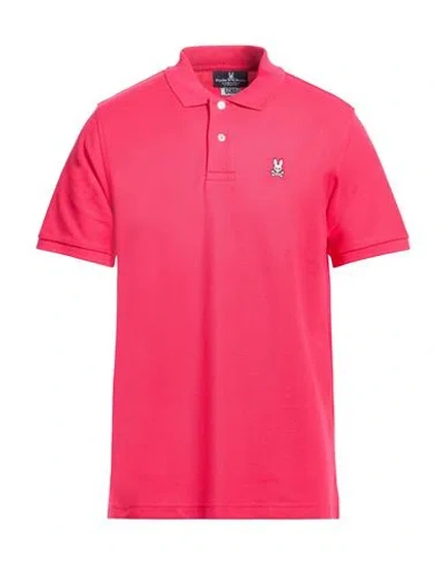 Psycho Bunny Man Polo Shirt Fuchsia Size 42 Pima Cotton In Pink
