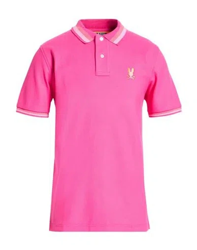 Psycho Bunny Man Polo Shirt Fuchsia Size 42 Pima Cotton In Pink
