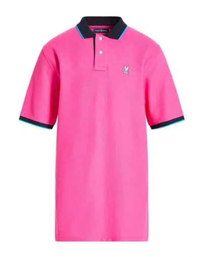Psycho Bunny Man Polo Shirt Fuchsia Size 46 Pima Cotton In Pink