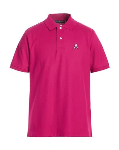 Psycho Bunny Man Polo Shirt Fuchsia Size 5 Pima Cotton In Pink