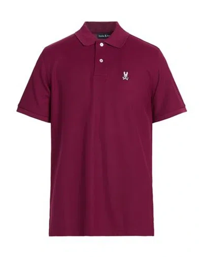Psycho Bunny Man Polo Shirt Garnet Size 46 Pima Cotton In Pink