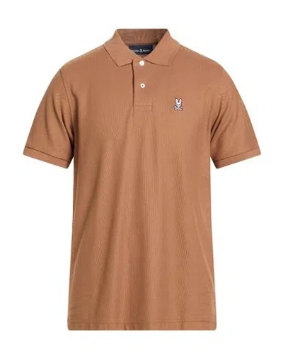 Psycho Bunny Man Polo Shirt Light Brown Size 5 Pima Cotton