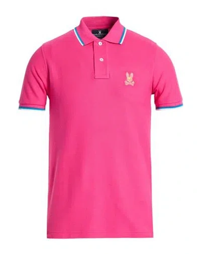 Psycho Bunny Man Polo Shirt Magenta Size 38 Pima Cotton In Pink