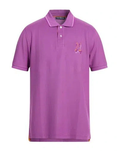 Psycho Bunny Man Polo Shirt Mauve Size 42 Pima Cotton In Purple