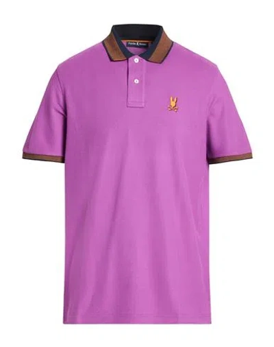 Psycho Bunny Man Polo Shirt Mauve Size 42 Pima Cotton In Purple