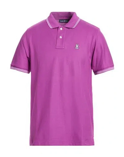 Psycho Bunny Man Polo Shirt Mauve Size 42 Pima Cotton In Purple