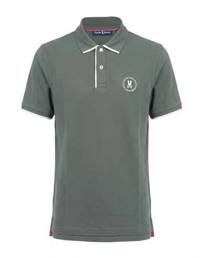Psycho Bunny Man Polo Shirt Military Green Size 4 Pima Cotton In Gray