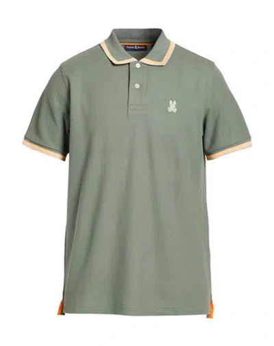 Psycho Bunny Man Polo Shirt Military Green Size 42 Pima Cotton