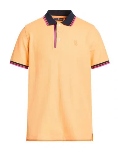 Psycho Bunny Man Polo Shirt Orange Size 42 Pima Cotton