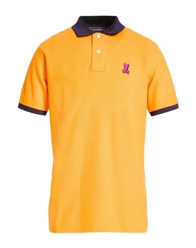 Psycho Bunny Man Polo Shirt Orange Size 42 Pima Cotton