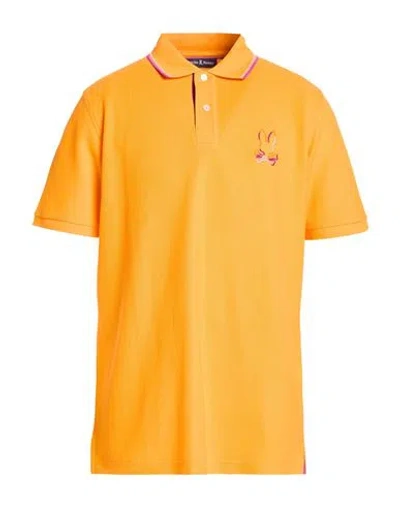 Psycho Bunny Man Polo Shirt Orange Size 42 Pima Cotton
