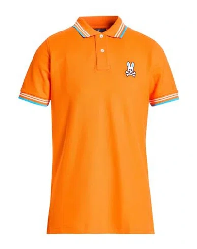 Psycho Bunny Man Polo Shirt Orange Size 48 Pima Cotton