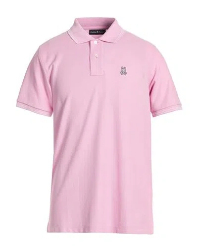 Psycho Bunny Man Polo Shirt Pink Size 42 Pima Cotton