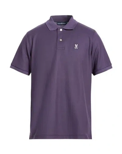 Psycho Bunny Man Polo Shirt Purple Size 42 Pima Cotton In Blue