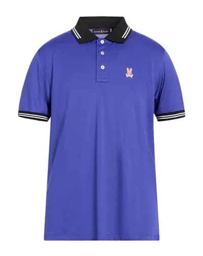 Psycho Bunny Man Polo Shirt Purple Size 42 Pima Cotton In Blue