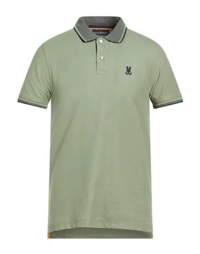 Psycho Bunny Man Polo Shirt Sage Green Size 3 Pima Cotton