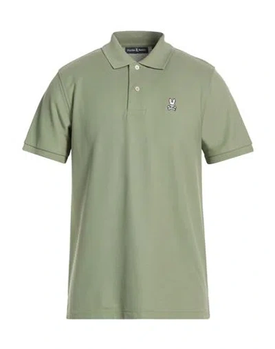 Psycho Bunny Man Polo Shirt Sage Green Size 4 Pima Cotton