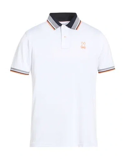 Psycho Bunny Man Polo Shirt White Size 3 Polyester, Elastane