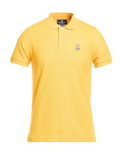 Psycho Bunny Man Polo Shirt Yellow Size 42 Pima Cotton