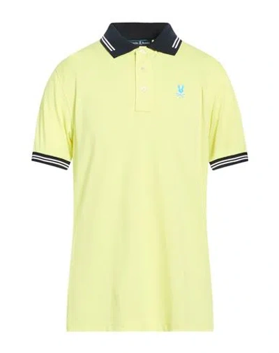 Psycho Bunny Man Polo Shirt Yellow Size 42 Pima Cotton
