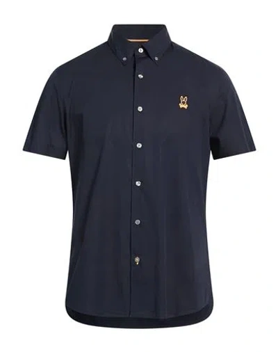 Psycho Bunny Man Shirt Navy Size M Pima Cotton, Elastane In Black