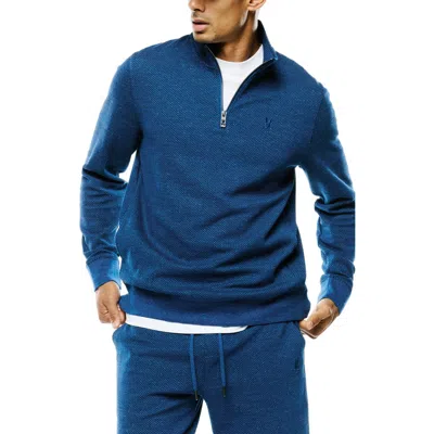Psycho Bunny Marc Textured Quarter Zip Pullover In Navy Peony