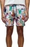 Psycho Bunny Marco Print Swim Trunks In Multi