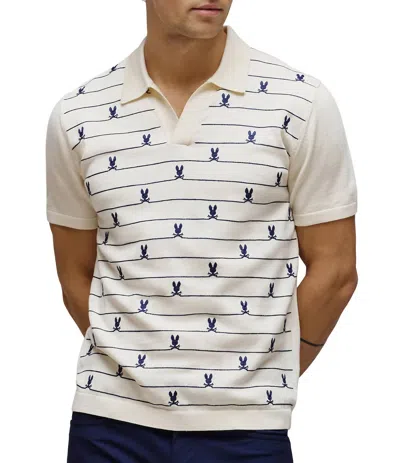 Psycho Bunny Marvin Johnny Collar Polo In Ivory In Multi