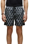 Psycho Bunny Matthew Allover Bunny Print Swim Trunks In Black