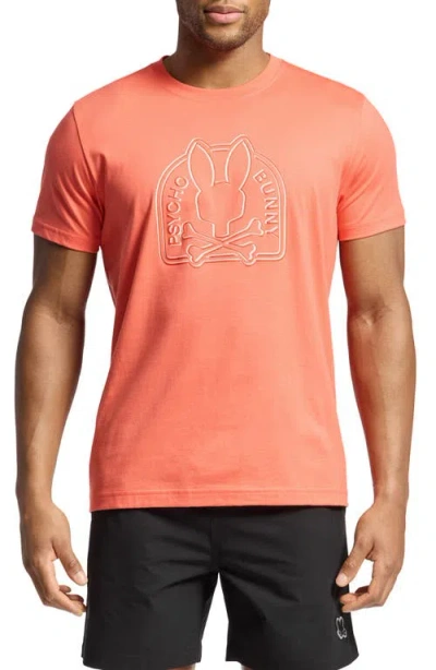 Psycho Bunny Melbourne Dimensional Logo Graphic T-shirt In Hot Coral