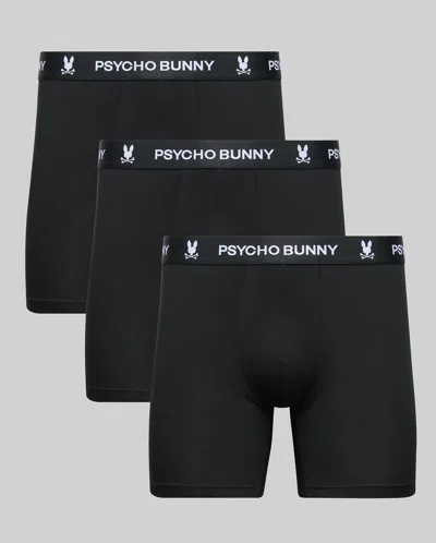 Psycho Bunny Men's 3 Pack Boxer Brief In 001 Black
