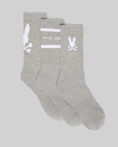 Psycho Bunny Men's 3 Pack Sport Sock In Gray