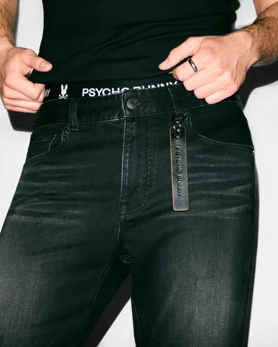 Psycho Bunny Men's Ace Knit Straight Leg Denim Pant 32 L In Black